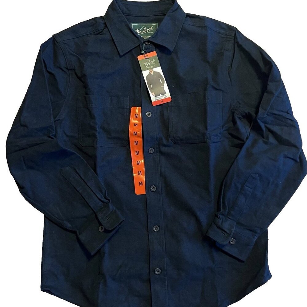 NEW Woolrich Men's Chamois Longsleeves Shirt Navy Blue - Medium